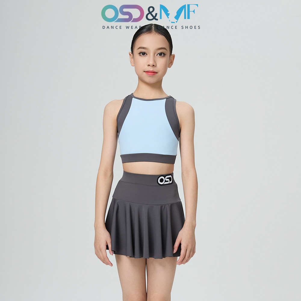 OSD&MF拉丁舞练习服女童背心上衣短裙套装2025夏季新款舞蹈练功服