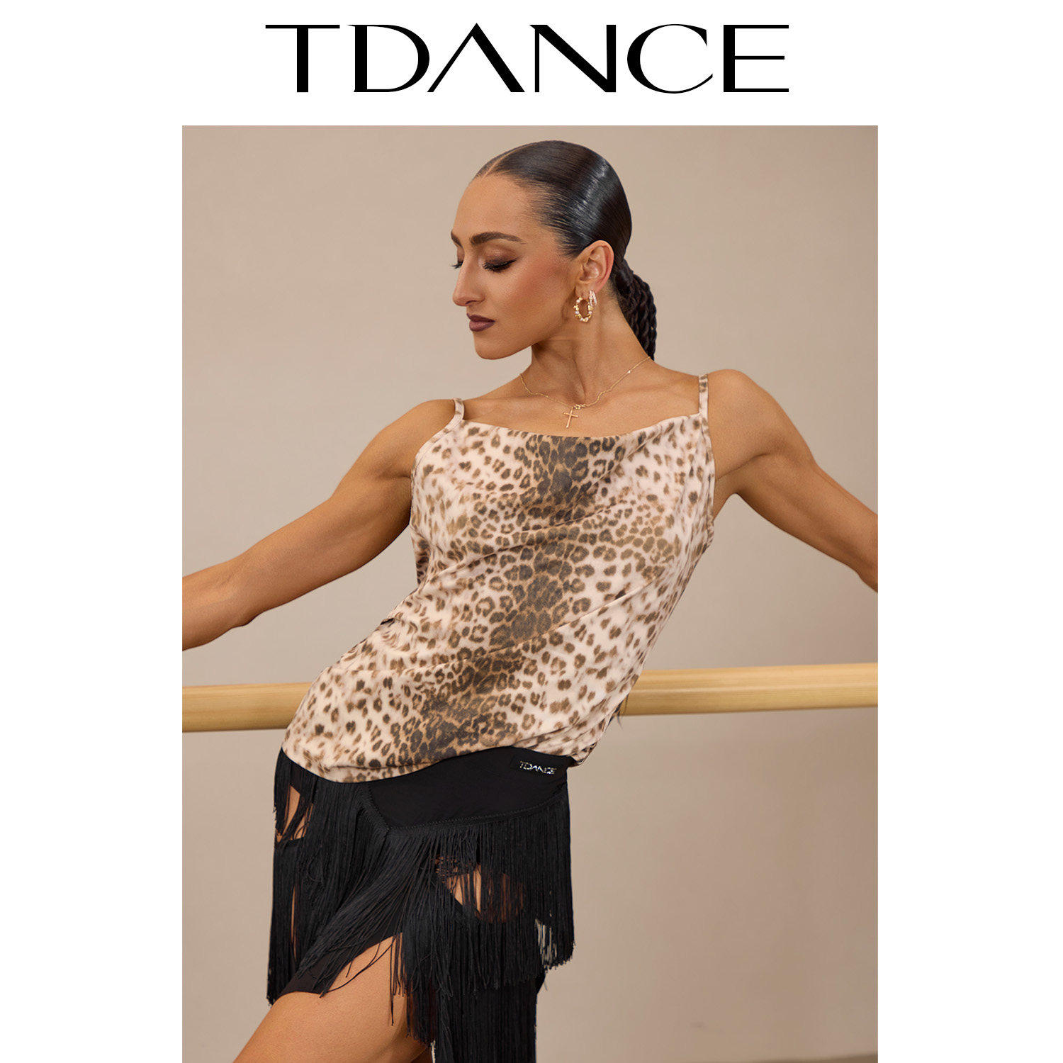 TDANCE成人拉丁训练【荡领吊带上衣】舞台表演舞蹈服日常GL-337