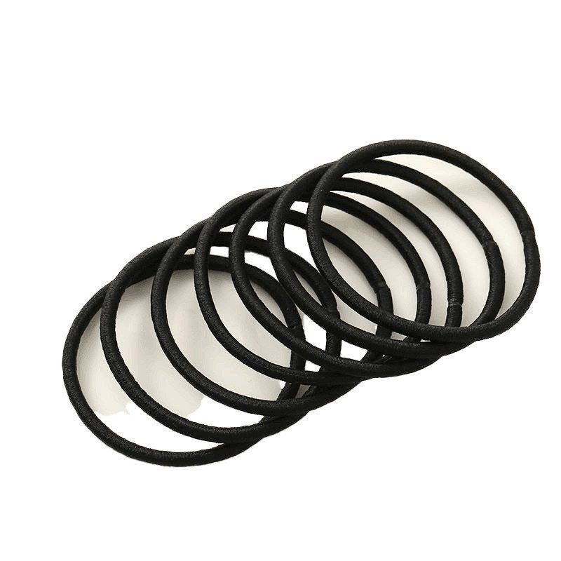 跨境基础款3mm黑色高弹力无接缝发圈橡皮筋发饰  diy百搭打底发绳