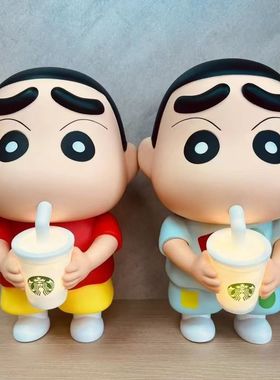 奶茶蜡笔小公仔手办野原新之助杯子拍拍灯小新电池发光摆件模型