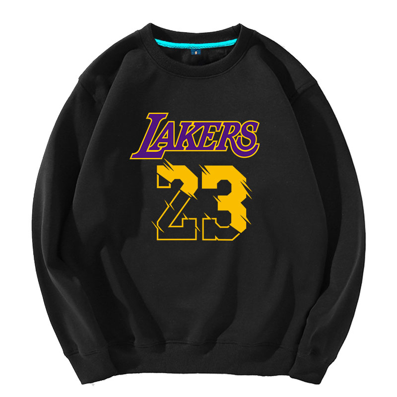 科比詹姆斯圆领卫衣男秋冬季加绒湖人23号休闲大码篮球运动外套