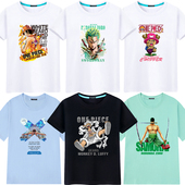 海贼王t恤联名短袖 纯棉路飞索隆罗动漫周边衣服学生潮流印花男 夏