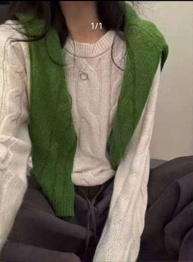 2025秋冬新款慵懒风麻花圆领套头毛衣女加厚纯浣熊羊毛针织衫7742