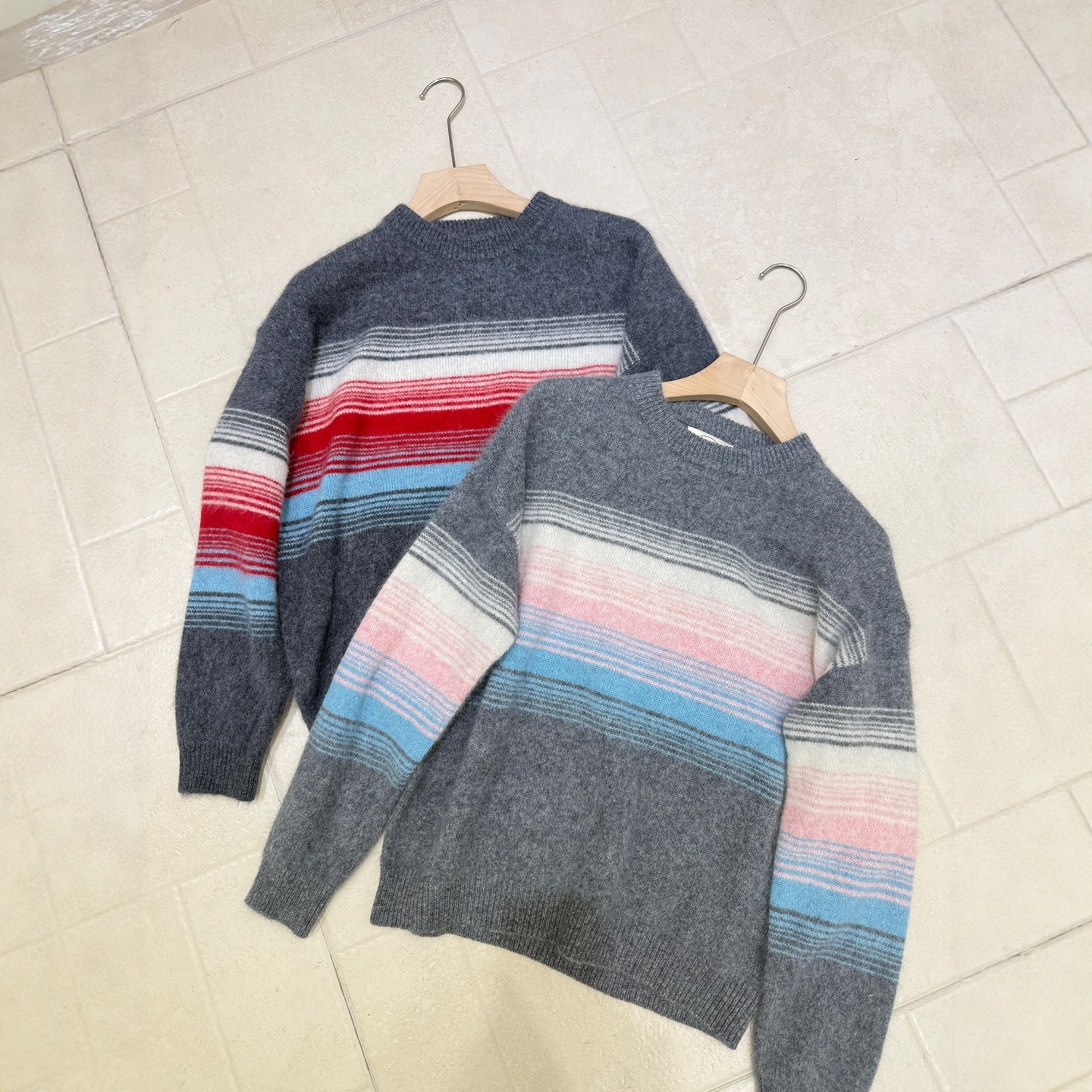 2025冬季新款韩版宽松套头撞色条纹全羊毛拉毛针织衫女毛衣打底衫,女装/女士精品,毛针织衫,淘宝优惠券,粉丝福利购,淘宝优惠卷