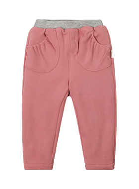 拉比秋冬女童加棉保暖平口长裤宝宝休闲皮筋裤子LSDC101403外出裤