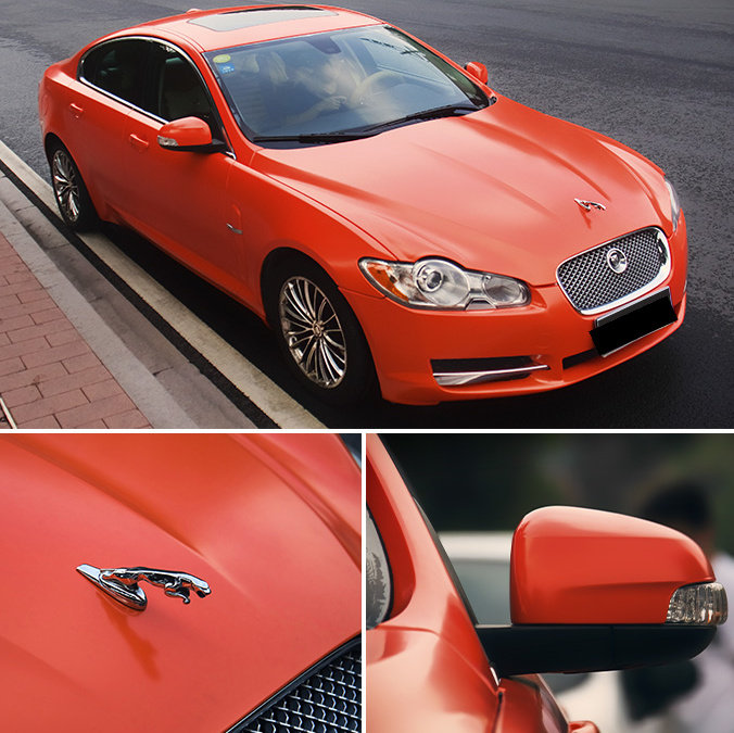 汽车车身全车膜水晶烈焰橙改色膜幻彩珊瑚橙金属电光橘红改装贴膜