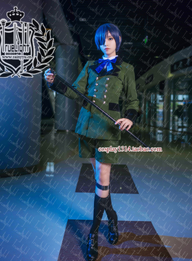超原版Cosplay黑执事夏尔cos服谢尔凡多姆海恩动画墨绿色礼服大衣