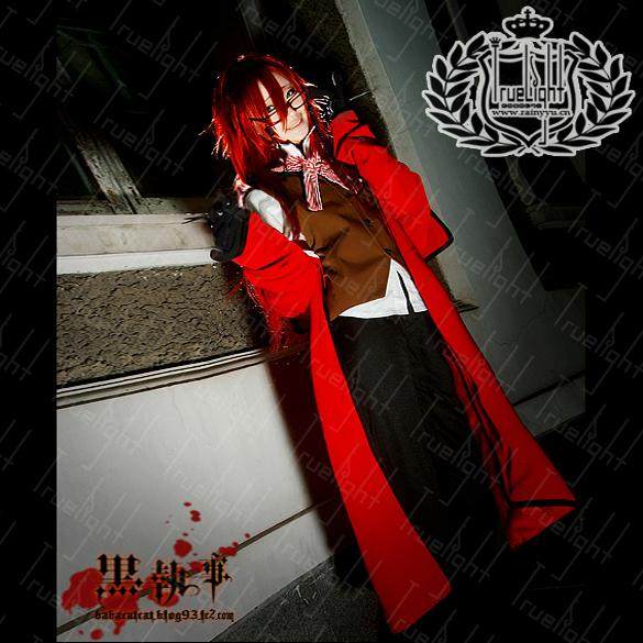 超原版白夜之城cosplay黑执事红死神格雷尔套装红色死神cos服定做