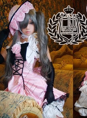 原版白夜之城COSPLAY黑执事夏尔女装粉红色裙子少爷短款晚宴礼服