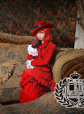 超原版cosplay黑执事红夫人短款礼服裙子红色华丽版手办服定做