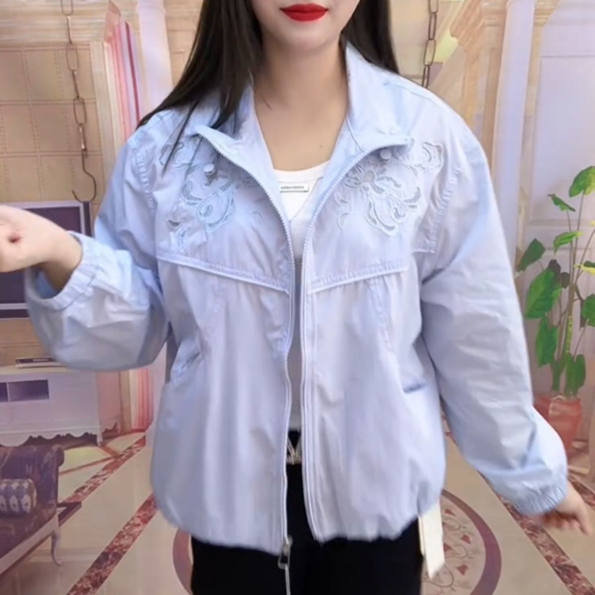 外套女2026夏季新款韩系减龄小个子立领抽绳收腰薄款防晒外套女款图片