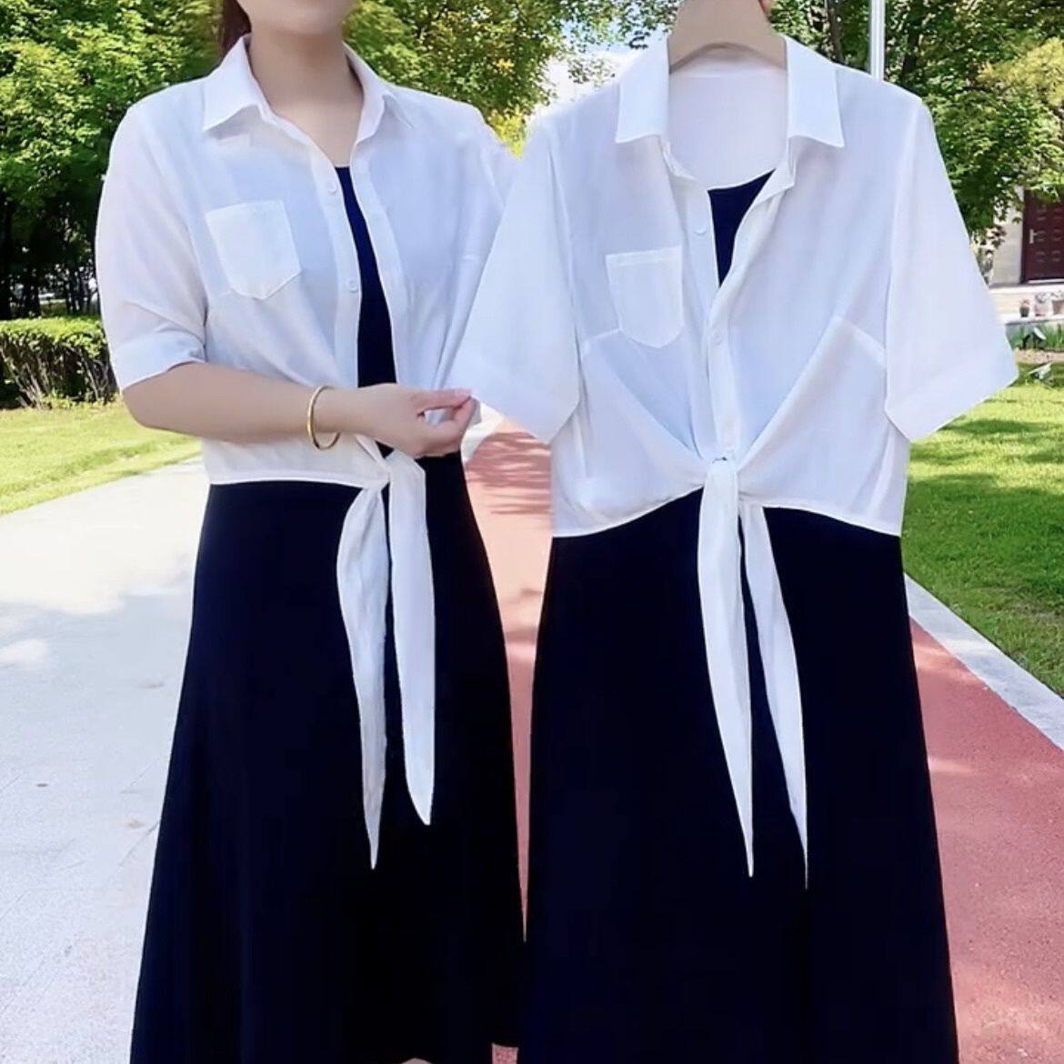 2026爆款披肩夏季裙子开衫短款薄款雪纺防晒吊带裙外套两件套裙