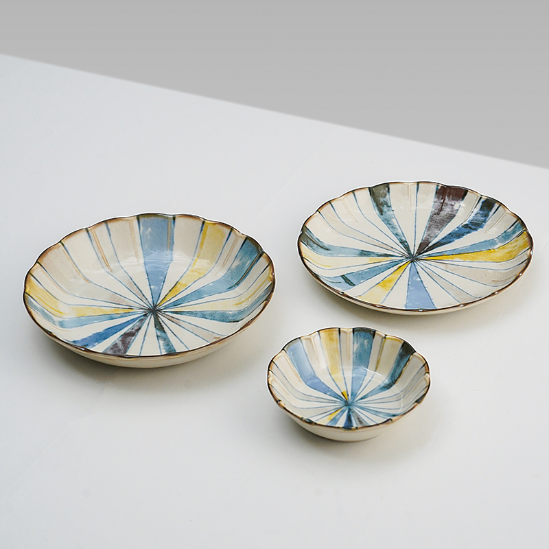 美浓烧日本进口印象十草系列陶瓷小钵日式家用和风餐具盘子碟菜盘