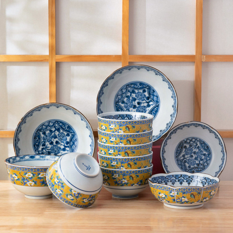美浓烧日本进口陶瓷茶具饭碗菜盘