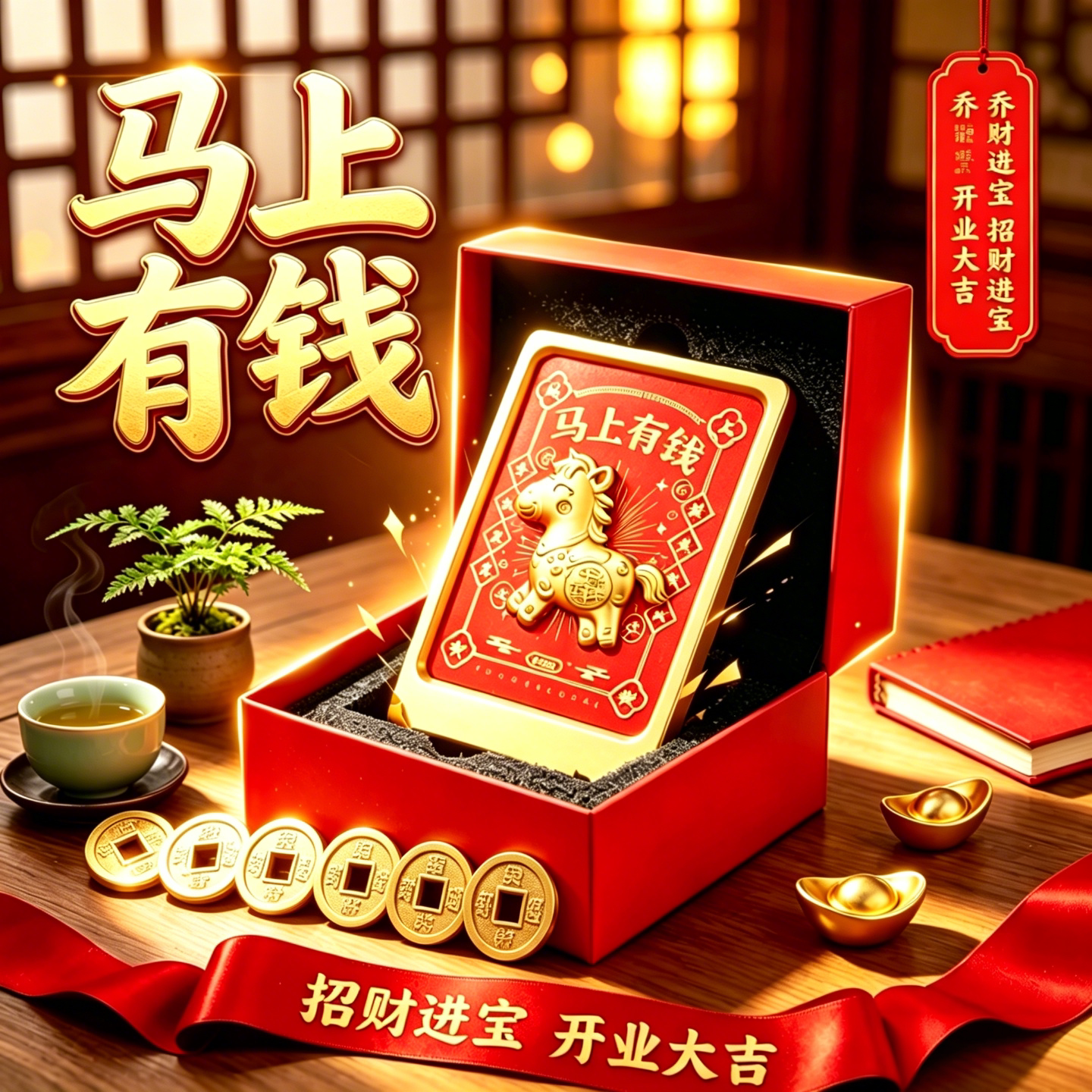 马上有钱金箔小马招财进宝礼品