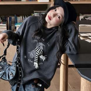 女童长袖T恤初中生时尚流行秋冬打底衫大儿童青少年韩版冬装上衣