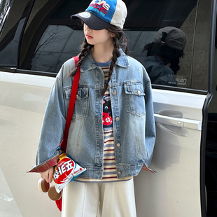 女童美式牛仔外套2026新款女中大童韩系百搭春秋夹克儿童春装上衣