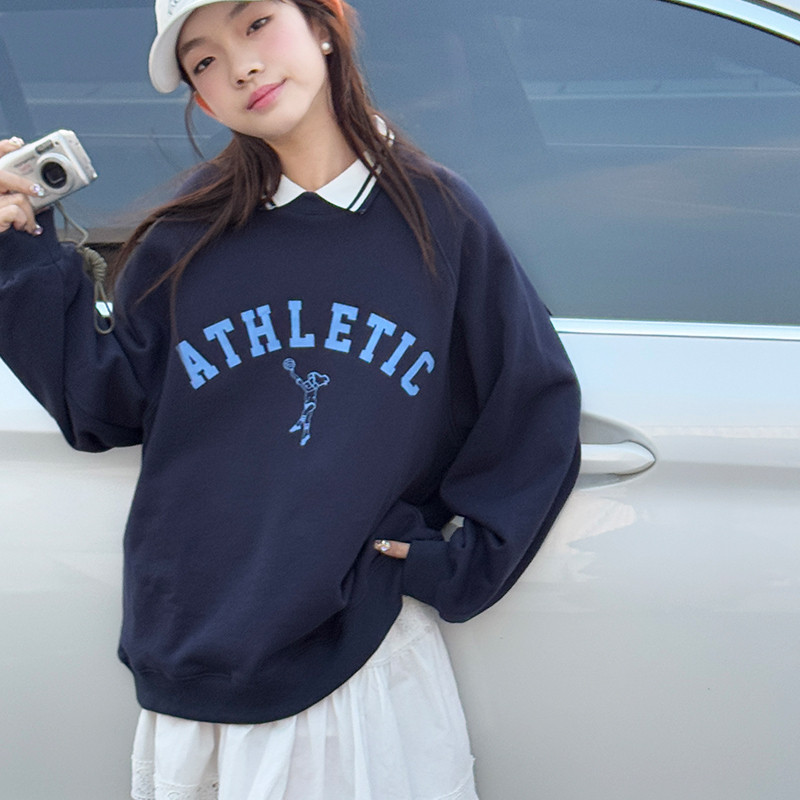 【清仓】女童polo领卫衣春秋装儿童洋气上衣中大童女孩时髦衣服潮