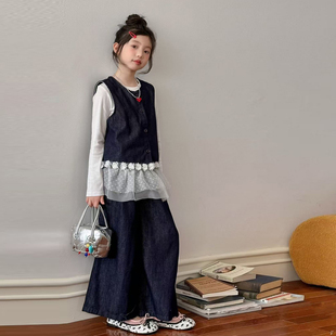 女童春装韩系高级感穿搭套装2026新款女大童洋气时髦春秋儿童衣服