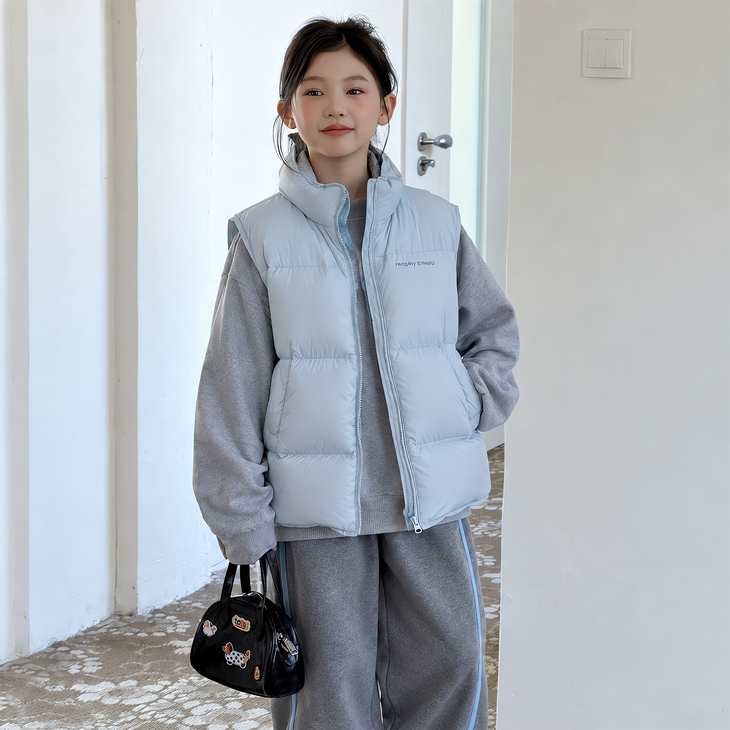 女童羽绒马甲2026冬季中大童校服神器洋气时髦初中生外穿背心冬装