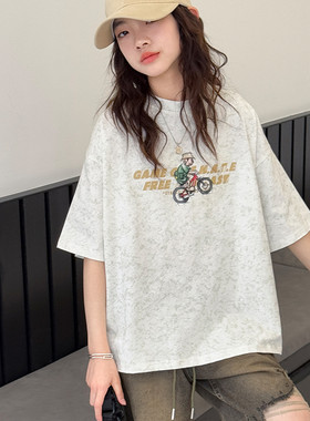 女童短袖T恤2026夏装新款儿童扎染印花上衣女大童时尚个性百搭潮t