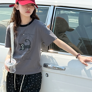 【清仓】女童短袖T恤夏装儿童短款童装上衣女大童洋气打底衫半袖t