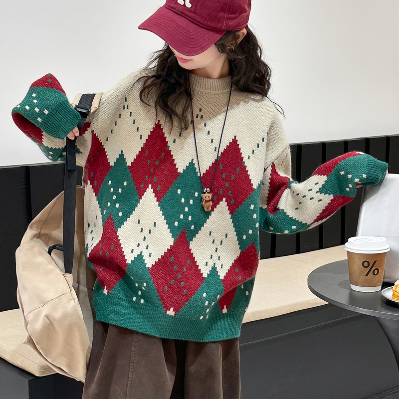 女童毛衣2025新款儿童圣诞毛线衣加厚针织打底衫洋气上衣内搭冬装