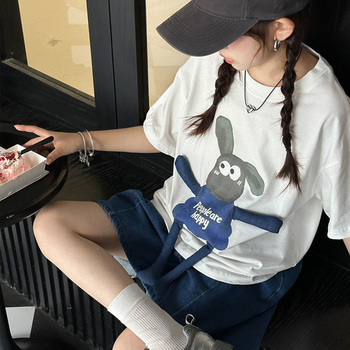 女童短袖T恤2026新款夏季女孩潮牌夏装儿童夏款大童韩版白色上衣