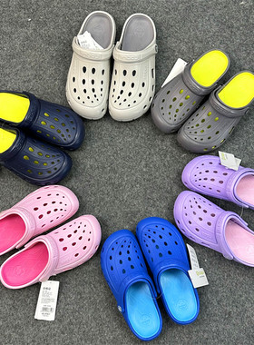 情侣款减震环保无味防滑舒适eva洞洞鞋外穿轻便透气减震紫色可拆