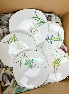 日本进口香兰社手描金陶瓷盘子餐具细瓷花卉浅盘创意小菜盘点心盘