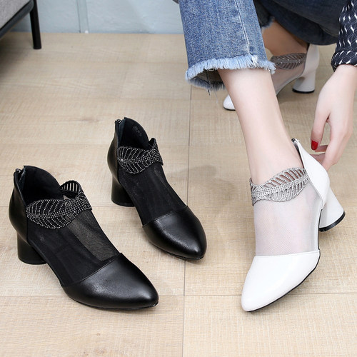 镂空凉鞋凉靴粗跟网靴凉鞋