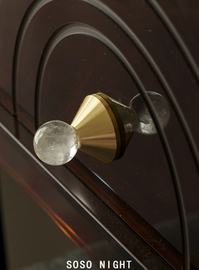 法式柜门把手中复古风水晶衣柜子拉手创意高级抽屉橱柜金色纯铜