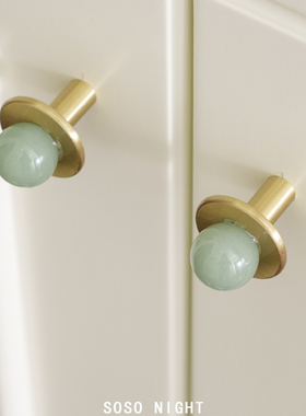 法式轻奢圆形陶瓷拉手金色柜门把手高档家具抽屉拉手