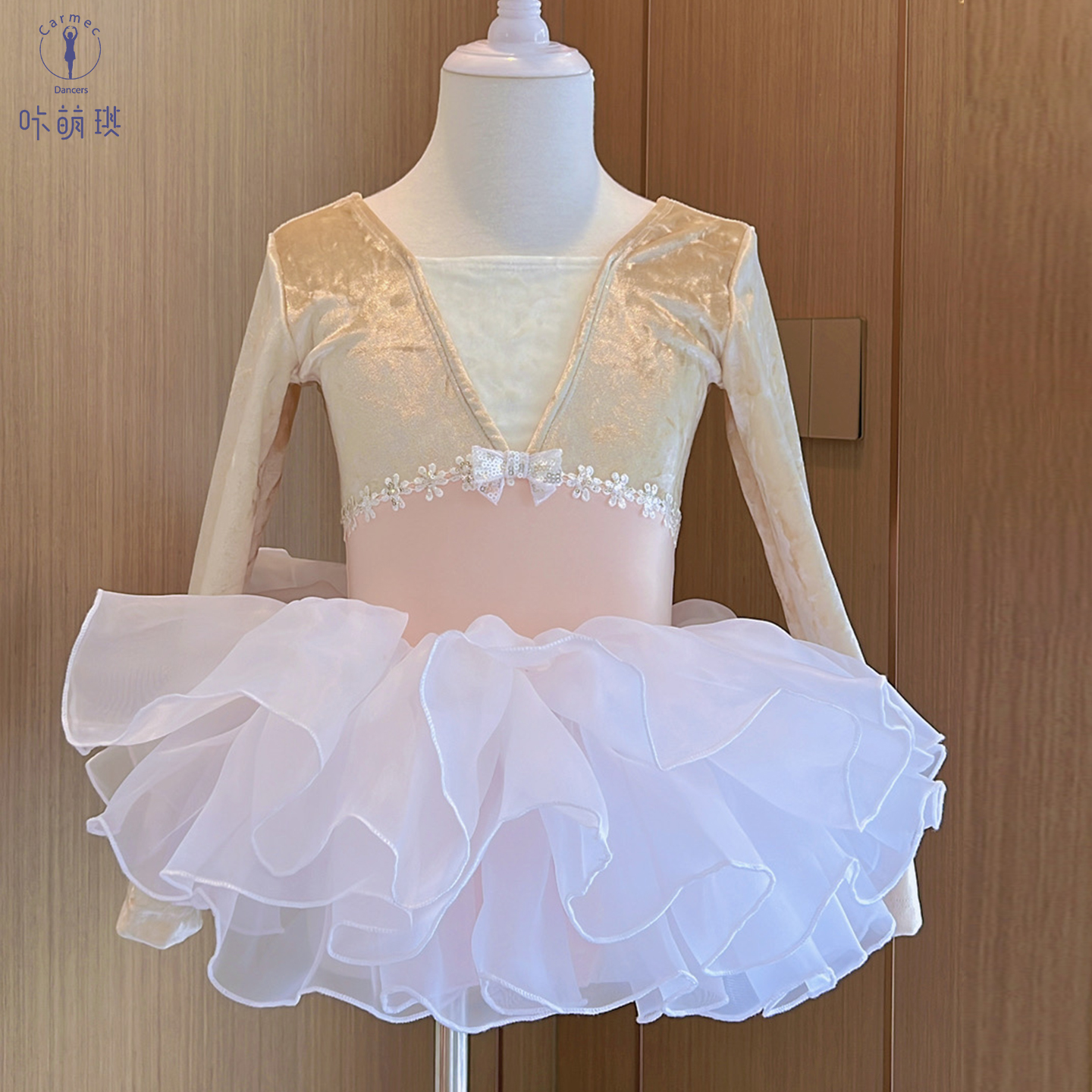 儿童舞蹈服女秋冬款长袖芭蕾舞蹈裙练功服舞蹈专用幼儿演出蓬蓬裙