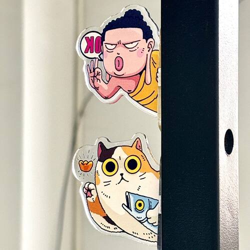 可爱卡通小猫咪便签夹学生文具用品创意个性便签夹冰箱贴，电脑贴