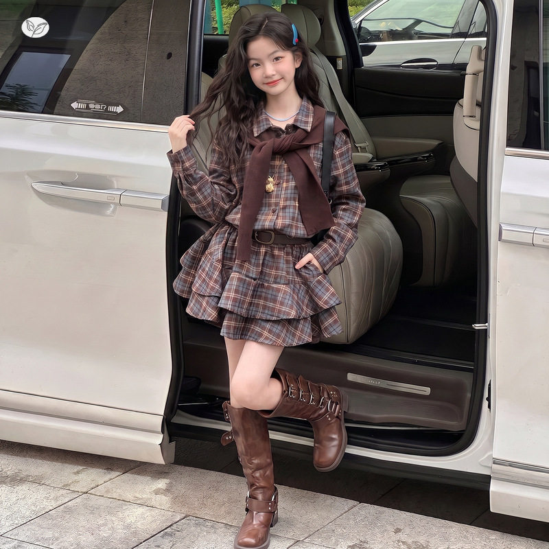 女童美拉德格子裙2026秋季新款中