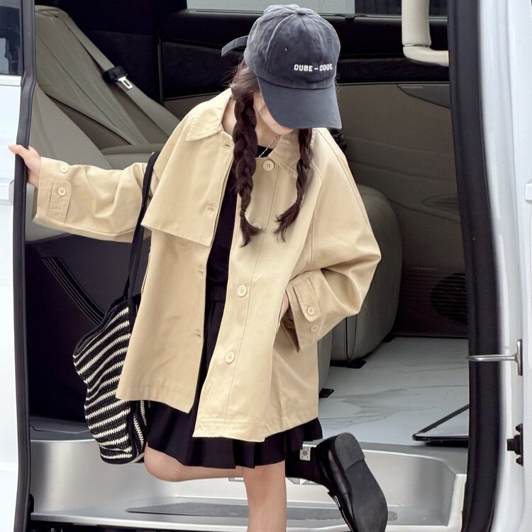 女童韩系卡其色风衣秋季2026新款