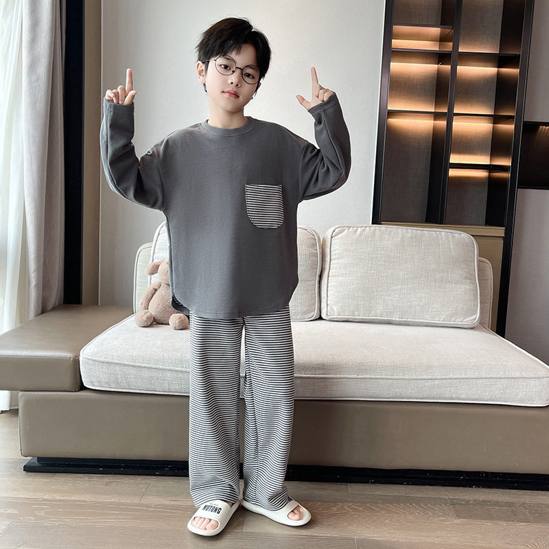 儿童睡衣春秋款套装男童春季德绒