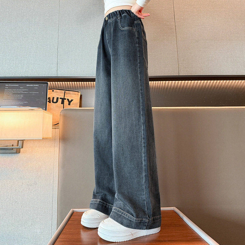女童直筒牛仔裤春款新款春秋季12