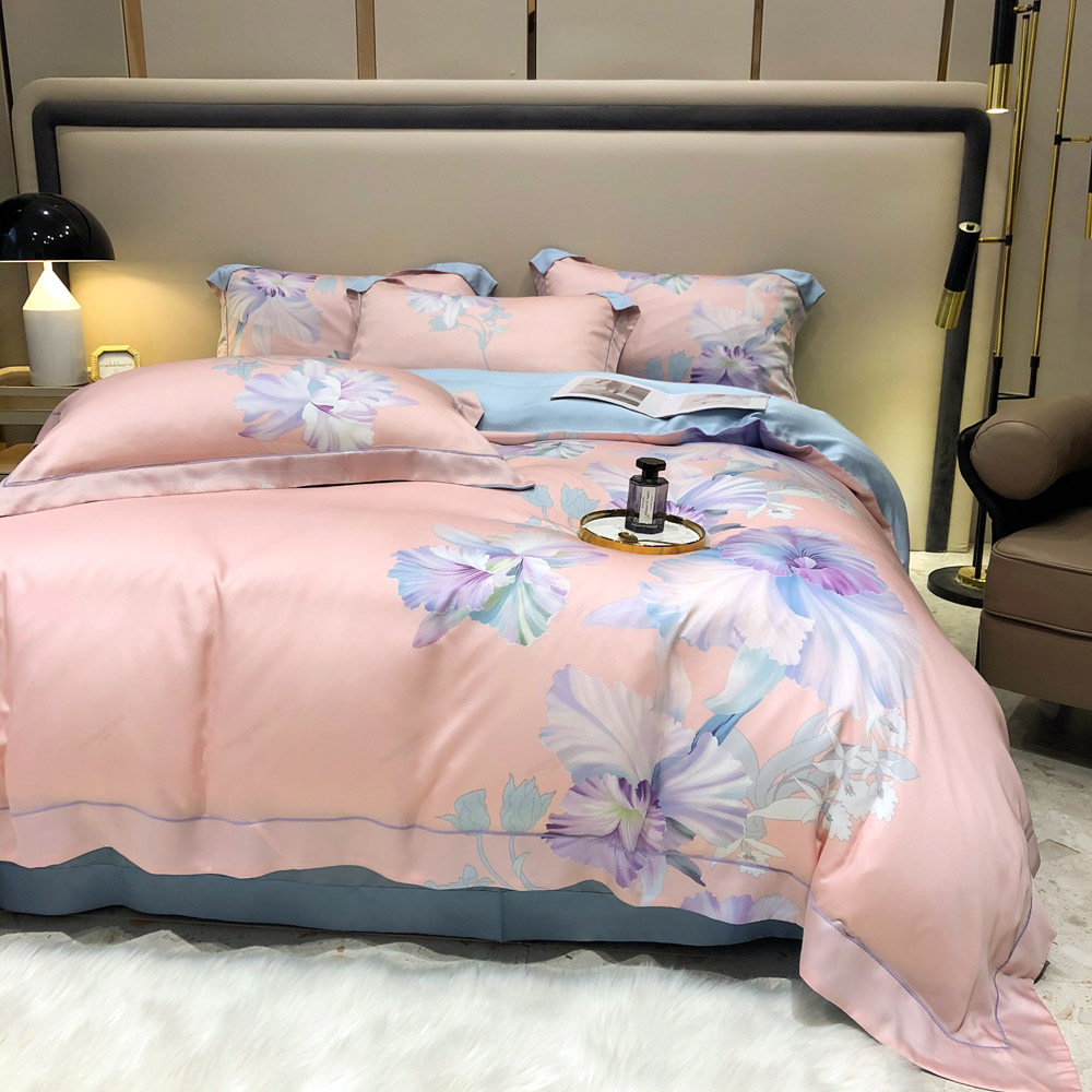 进口莱赛尔数码四件套冰丝裸睡轻奢高级感简约床上套件床单床品