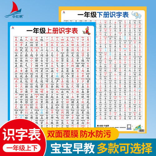 一年级上册+下册识字表挂图
