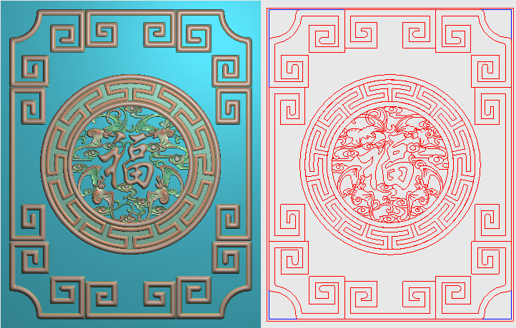 万字线背板精雕图地柜门板灰度浮雕图圆祥云中板 蝙蝠（福门板）,商务/设计服务,设计素材/源文件,淘宝优惠券,粉丝福利购,淘宝优惠卷