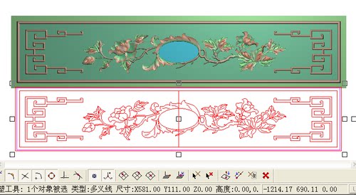 抽屉四季花扣手精雕图浮雕雕刻图灰度图拉手 围板 牡丹花抽斗3