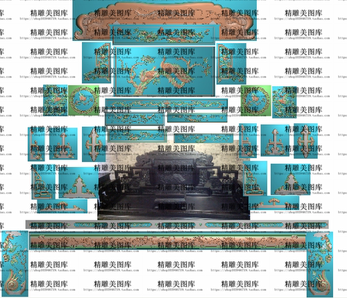 仙女沙发精雕图凤凰宝座精品孔雀鹤浮雕电脑雕刻效果图花鸟沙发套