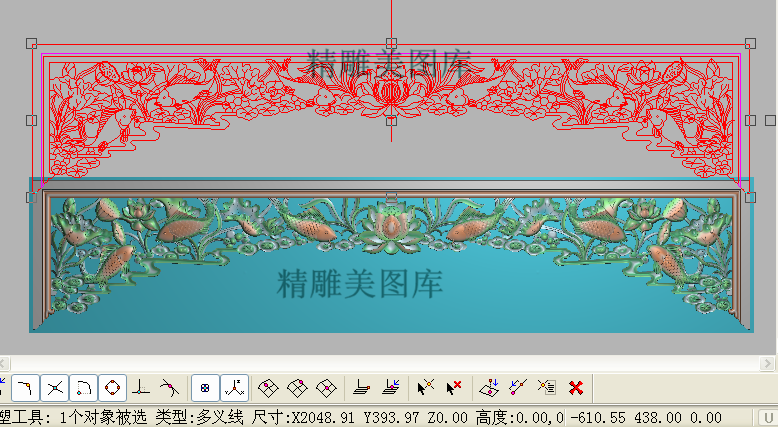 荷花鱼挂落精雕图镂空荷花鲤鱼精品莲花年年有余围板灰度浮雕图