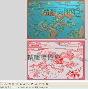 大展宏图面板精雕图檀雕松树大挂屏灰度浮雕图花鸟精品老鹰平几面