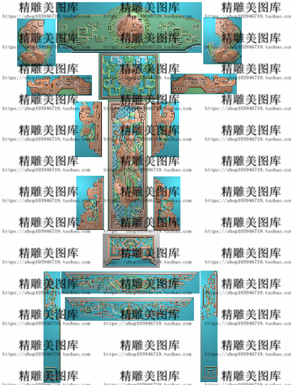 草凤如意花鸟座椅精雕图浮雕雕刻图灰度图山水人物洋花 福寿餐椅2