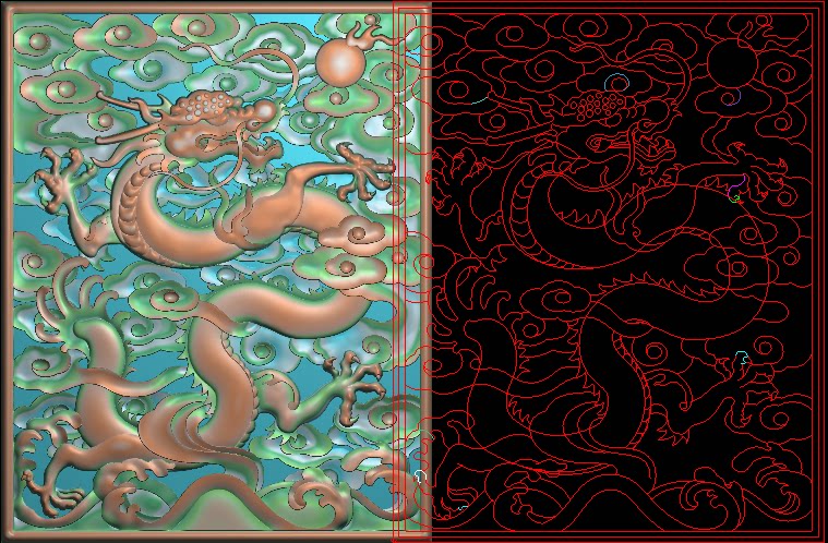 精雕图云龙门板精品祥云灰度雕刻图云朵靠背浮雕图新款镂空拐子龙