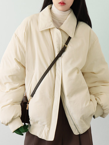 简约涤纶中长羽绒服外套