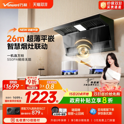 [政府补贴]万和新品油烟机家用厨房烟灶联动抽油烟机V9LS